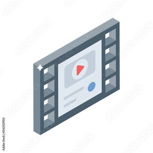 Discover this isometric icon of video clip player screen