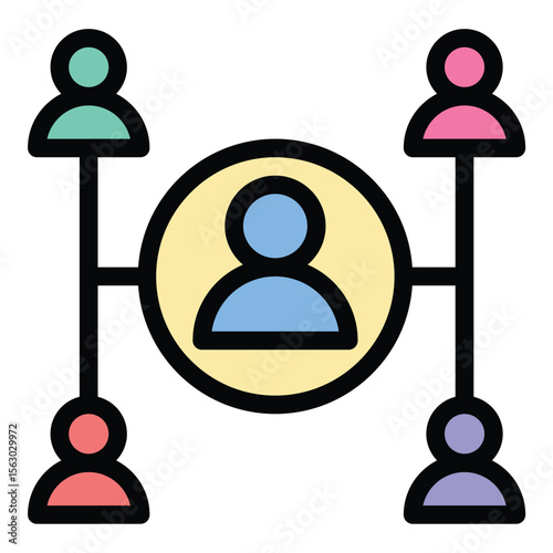User network icon flat line style illustration representing connected individuals and social interaction, suitable for social media platforms, online communities, and networking applications