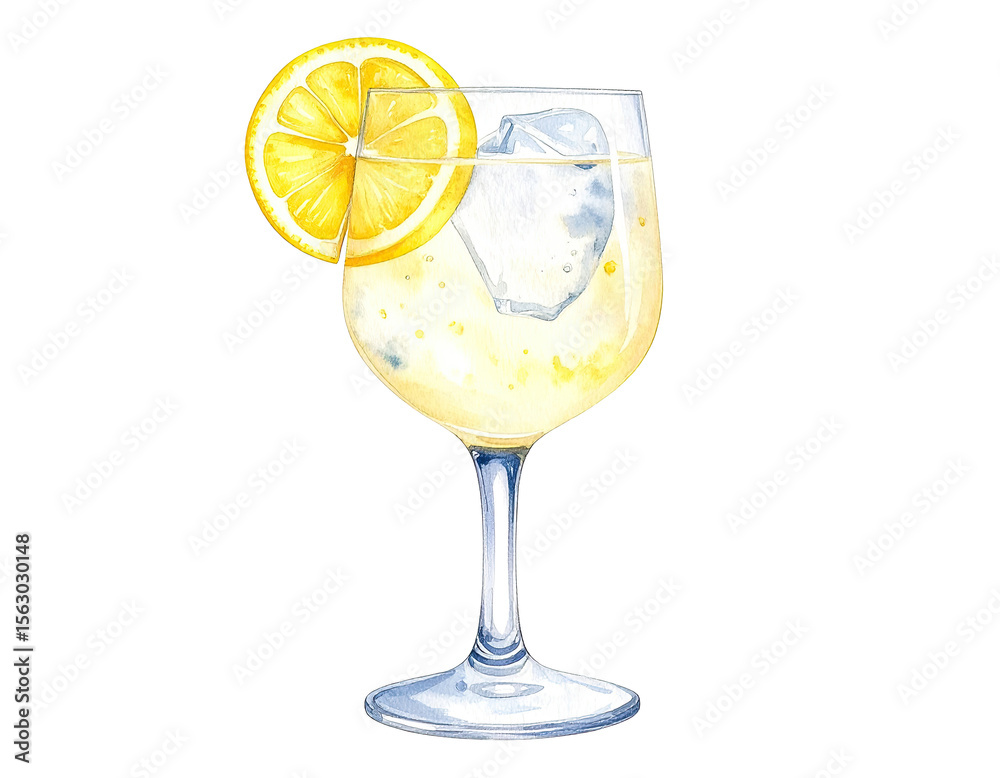 custom made wallpaper toronto digitalWatercolor illustration of a Gin Fizz cocktail in a tall glass. Cocktail drink watercolor illustration on transparent background.
