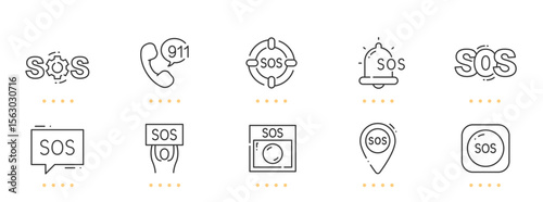 SOS line icons. Editable stroke