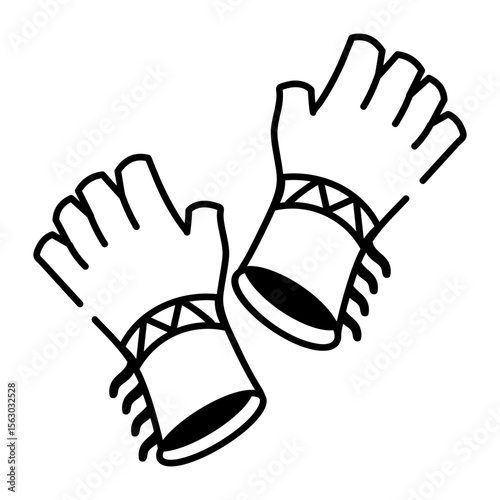A drawing style icon representing leather gloves pair

