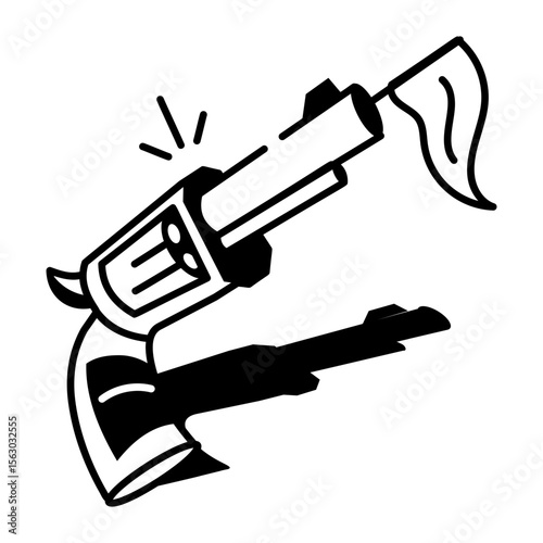 A doodle style icon showing a revolver gun
 