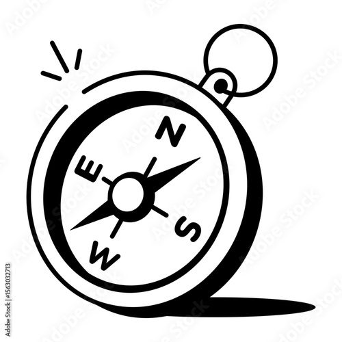 A doodle style icon representing a travel compass
