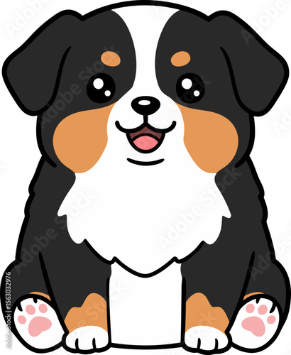 Whimsical Bernese Mountain Dog Puppy Illustration - Adorable, Cute & Playful Pet Art for Commercial Use