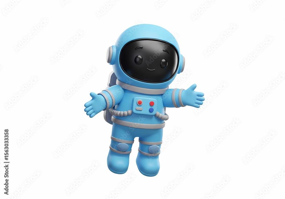 Celestial Wanderer A 3D Render of a Light Blue Astronaut Figurine Celestial Wanderer A 3D Render of a Light Blue Astronaut Figurine