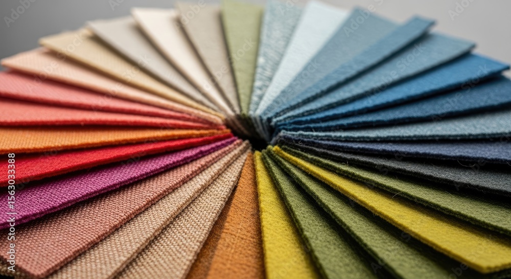 Fototapeta premium Fabric Material Swatches Arranged Circular Fan Textile Industry