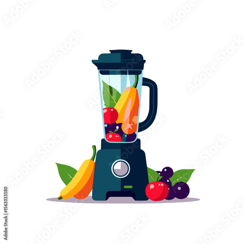 Vibrant blender with fitness ingredients, health and energy concept