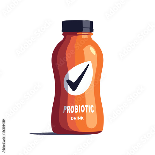 Bold vector illustration of probiotic drink bottle, health concept