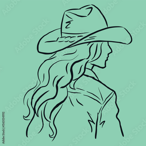 a long hair girl in hat vector for illustration decoration card