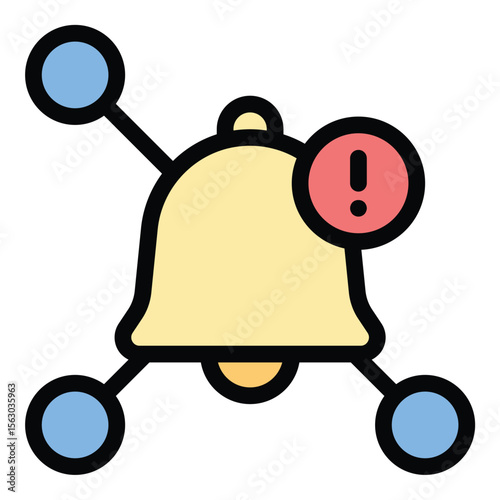 Notification social network icon flat line style illustration representing real-time updates and user alerts, suitable for social media platforms, communication apps, and digital engagement tools