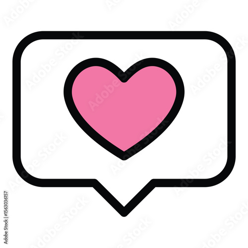 Chat like icon flat line style illustration representing positive communication and user engagement, suitable for social media, messaging apps, and customer interaction platforms