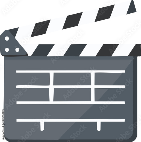 Vector Stylized Movie Clapperboard in Playful Cinematic Theme with Clean Lines and Flat Design


