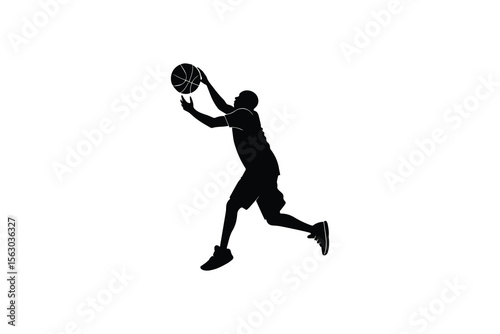 Basketball Player Reaching for the Ball Silhouette