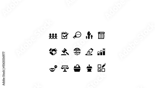 US Political Icons: Election, Government, and Democracy Symbols