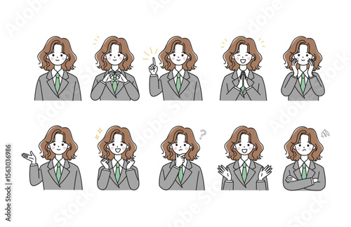 表情豊かな制服女子高生アイコンセット