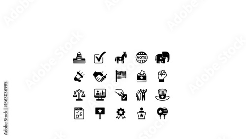 US Political Icons: Election, Government, and Democracy Symbols