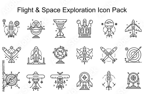 Flight & Space Exploration Icon Set