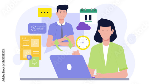Woman in a virtual meeting using laptop, ideal for remote work, online collaboration, video conferencing, telecommuting, digital communication concepts.