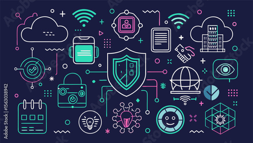 Futuristic Technology Icon Set in Line Style