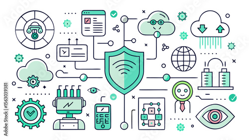 Futuristic Technology Icon Set in Line Style