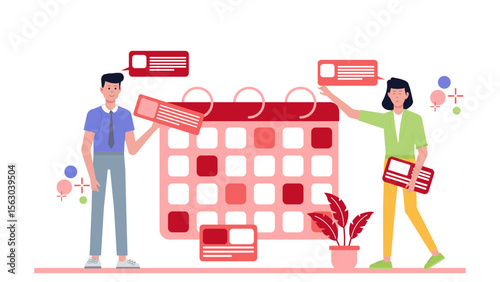 Digital agency building client social media calendar. Suitable for scheduling, time management, teamwork, organization, event planning concepts.