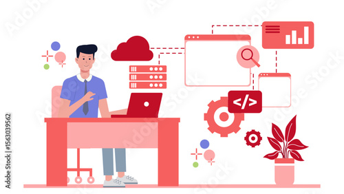Startup team discussing SaaS monetization models. Suitable for technology, programming, software development, remote work, cloud computing concepts.