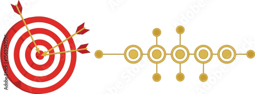 Target achievement business goal success strategy and timeline visualization