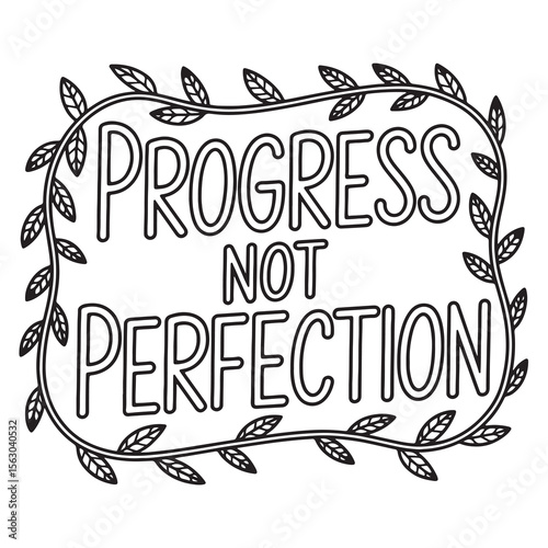 Progress Not Perfection | Motivational Self Growth Coloring Page