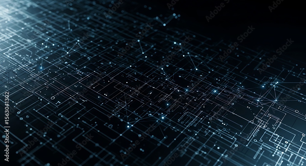 Obraz premium Abstract Digital Network Glowing Lines and Data Streams