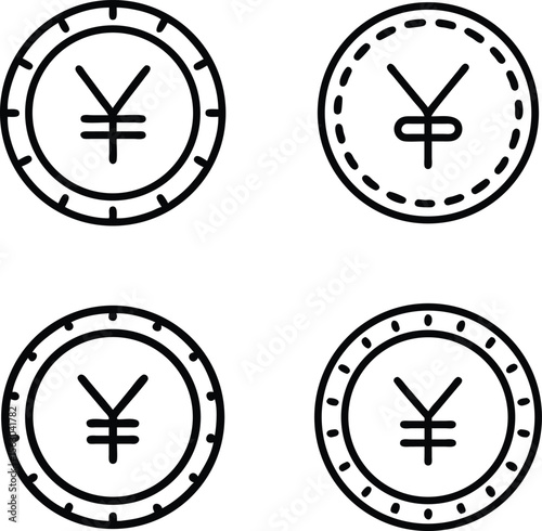Set of vector clocks with various time designs and vintage styles