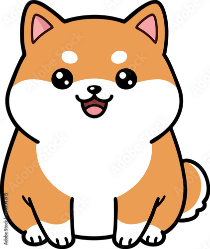 Cute Kawaii Shiba Inu Puppy Illustration - Adorable, Playful & Perfect for Kids' Designs, Pet Lover Gifts & Fun Digital Art