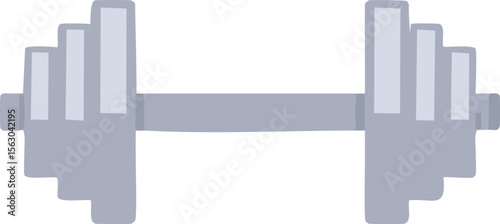 Vector Stylized Dumbbell Icon Featuring Matte Handle and Stepped Rectangular Plates on White Background