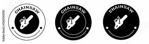 Black and white illustration of chainsaw icon in flat. Stock vector.