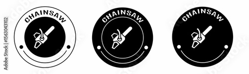 Black and white illustration of chainsaw icon in flat. Stock vector.