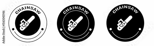 Black and white illustration of chainsaw icon in flat. Stock vector.