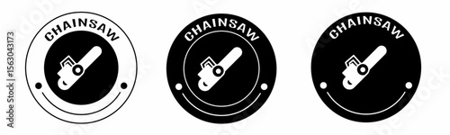 Black and white illustration of chainsaw icon in flat. Stock vector.
