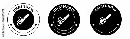 Black and white illustration of chainsaw icon in flat. Stock vector.