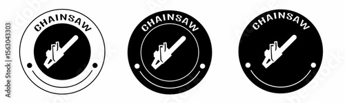 Black and white illustration of chainsaw icon in flat. Stock vector.