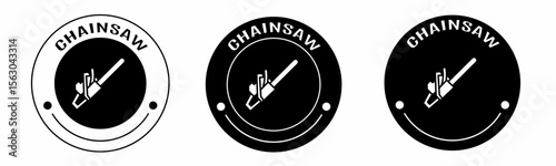 Black and white illustration of chainsaw icon in flat. Stock vector.