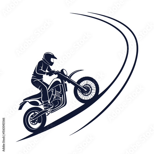 A motor bike rider riding fast in a cornering way