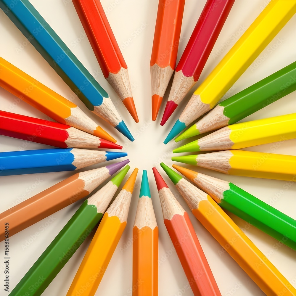동그랗게 둘러쌓인 색연필a circle of colored pencils 동그랗게 둘러쌓인 색연필a circle of colored pencils