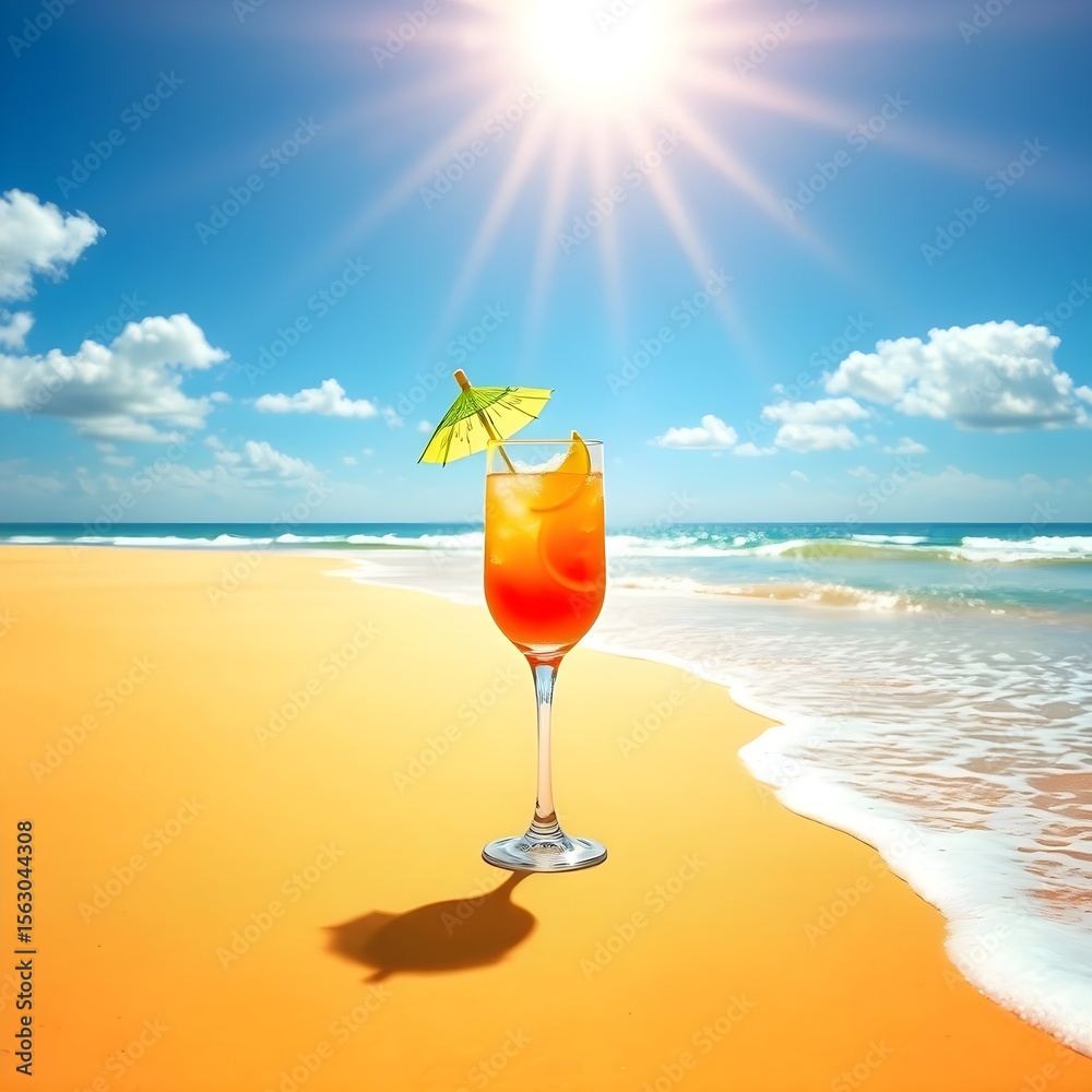 Obraz premium 해변과 햇살과 칵테일The beach and the sun and cocktails