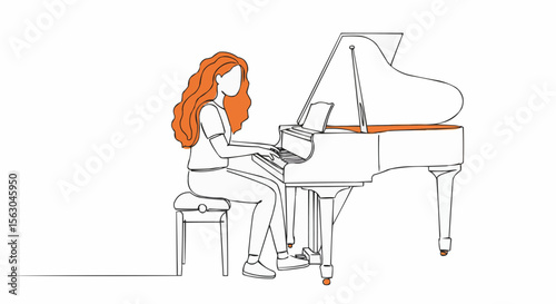 Woman playing piano.
