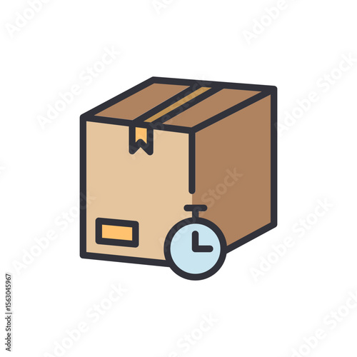 Express Delivery Box With Clock Depicting Speed And Efficiency