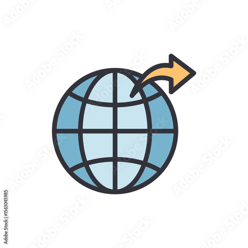 Globe With Arrow Symbolizing Global Movement And International Direction