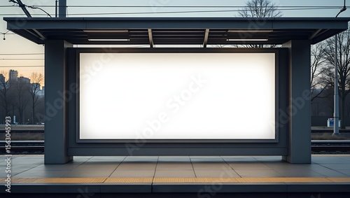 Commercial Display Mockup: Blank Banner in Train Stop