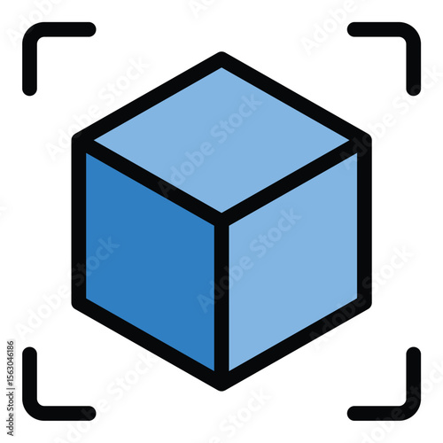 Augment reality icon flat line style illustration representing the integration of digital elements into the real world, suitable for AR applications, interactive experiences, and immersive technology