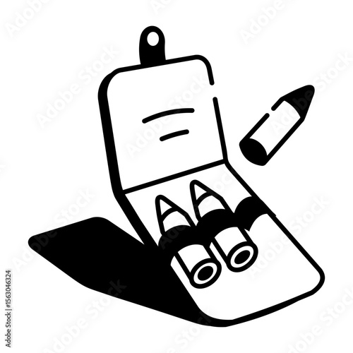 A drawing style icon depicting bullet pouch
