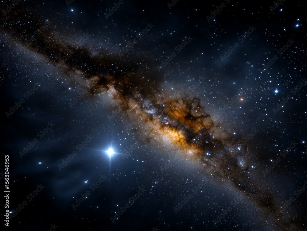 Fototapeta premium Stunning Galactic Core View with Dense Clusters of Stars and Space