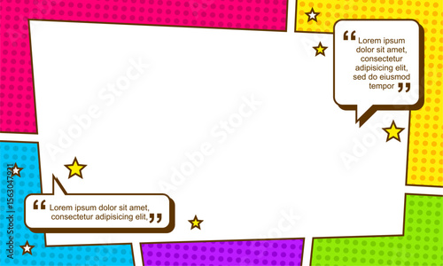 Comic cartoon pop art blank background with speech bubble chat for text